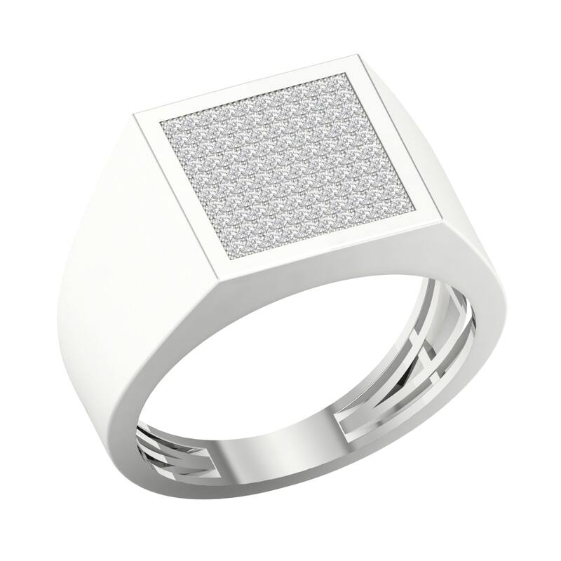 1/3ct TDW Cluster Diamond Ring in Silver for Men - White