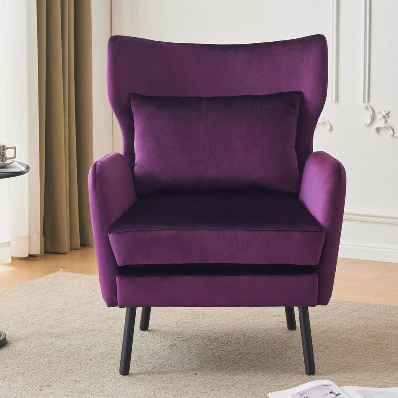 32" Wing Back Velvet Accent Chair