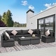preview thumbnail 28 of 154, FINCATI Outdoor High-back Wicker Patio Sectional Set, 500 lbs Luxury Oversized Conversation Set, Spacious Couch Set 242000 - Dark Grey