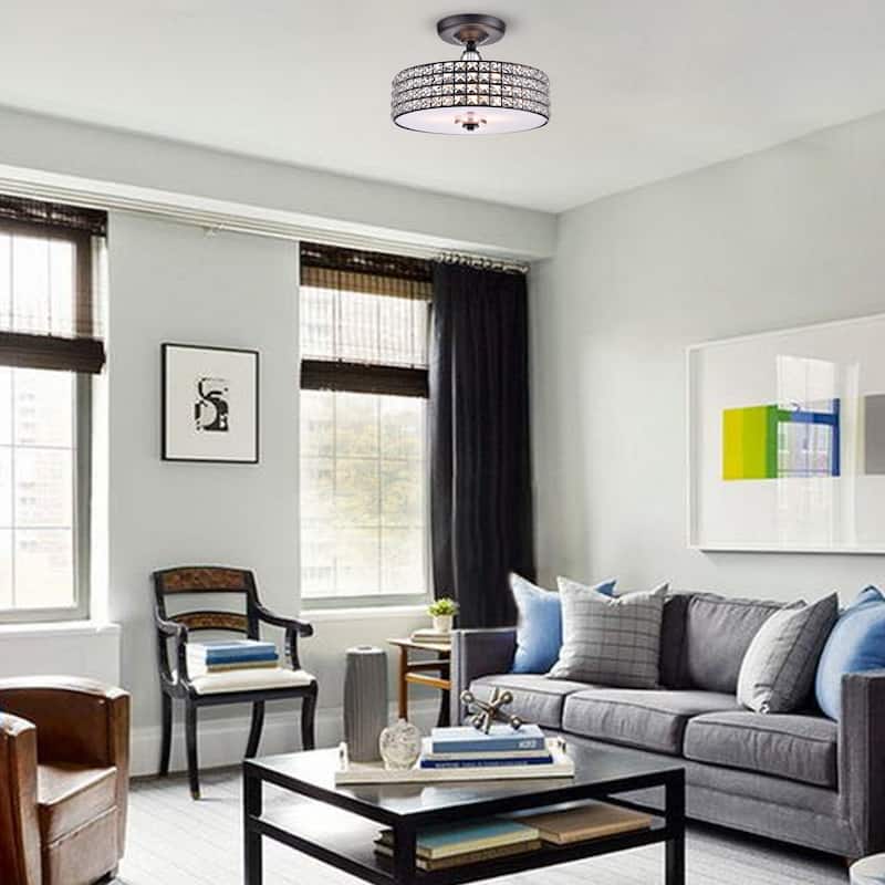 Lesath 3 - Light Shaded Drum Semi Flush Mount