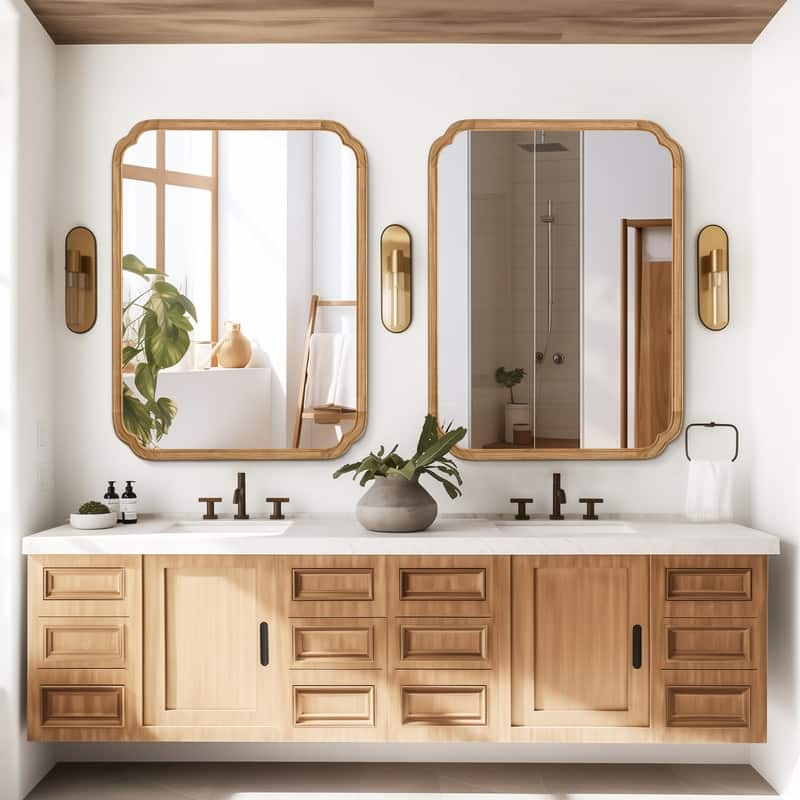 Decorative Scalloped Corner Rectangle Farmhouse Style Wall Mirror