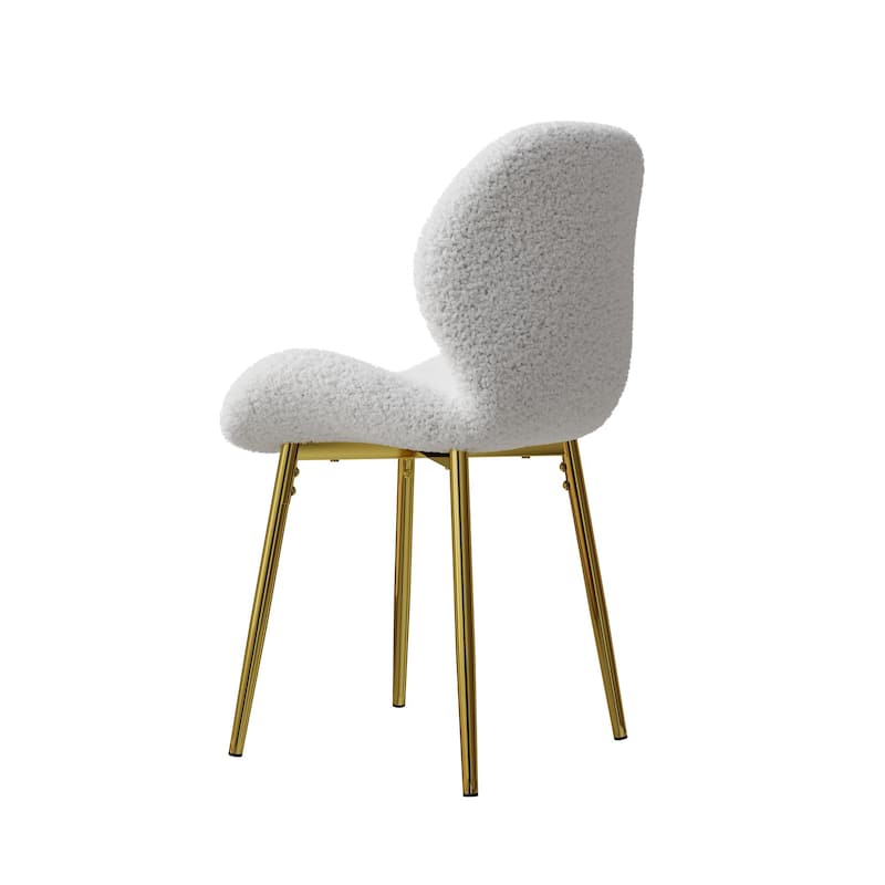 Teddy Dining Chairs Set of 2, Armless Accent Side Chair with Metal Legs and Shell Shaped Backrest for Kitchens