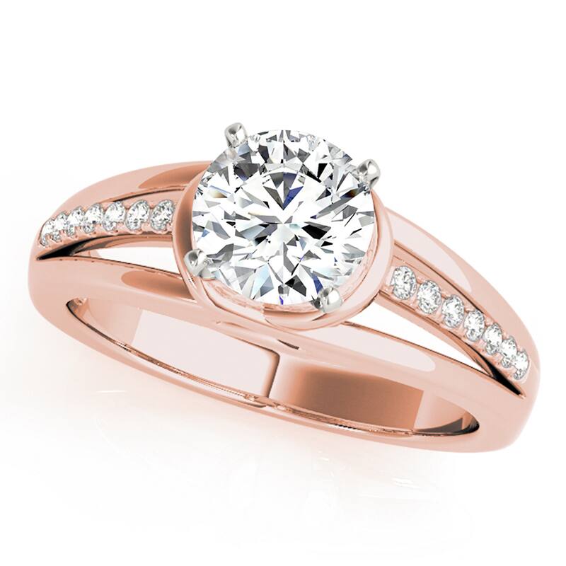 Auriya 14k Rose Gold Lab Grown Round Diamond Engagement Ring 0.50 to 5.00 ct. tw. (F-G VS) - 1.75 ct. center - 5.5