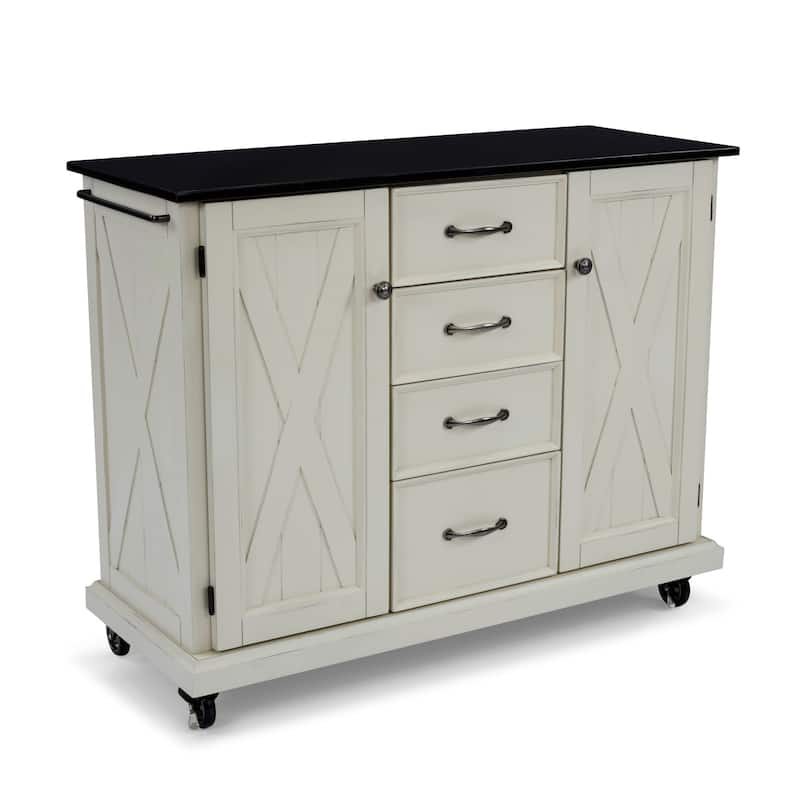 Seaside Lodge Off-White Wood Kitchen Cart - 45" x 36" x 16"