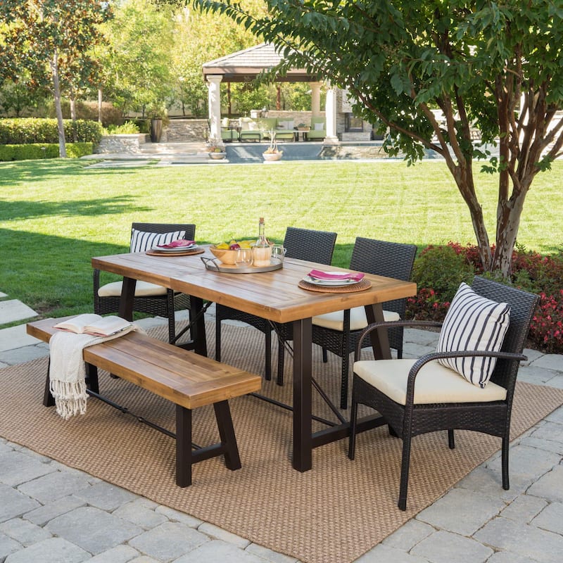 Betsys Outdoor 6-Piece Wood Dining Set by Christopher Knight Home - Brown