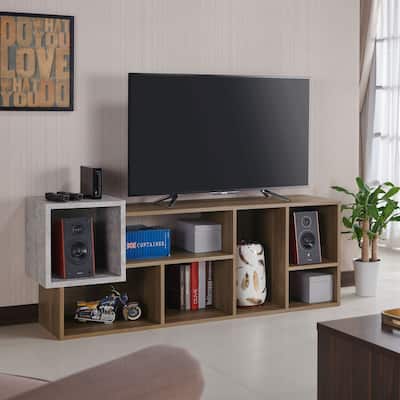 DH BASIC Industrial Walnut Two-tone 7-Shelf Bookcase by Denhour