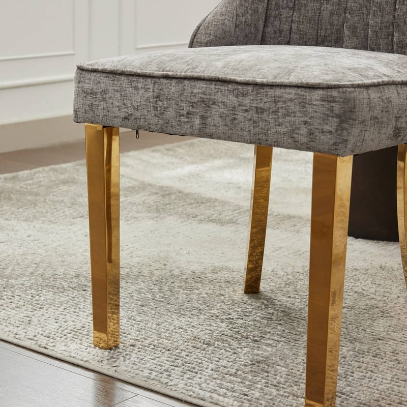 Rayon Cloth Flocking Chenille Dining Chairs Channel Kitchen Dinner Chair Comfy Fabric Upholstered Accent Chair