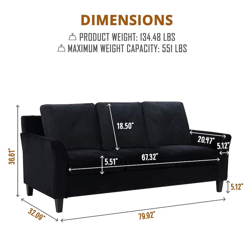 Affordable Tufted Sofa & Loveseat – Black Microfiber Couch for Small Spaces