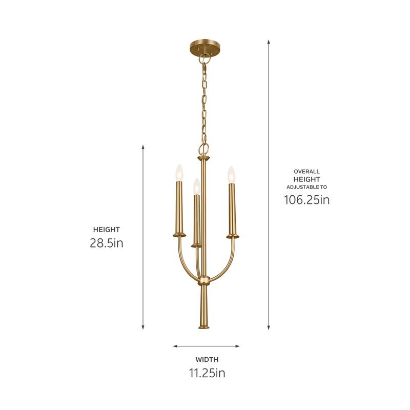 Kichler Lighting Florence 3-Light Brushed Natural Brass Mini Chandelier
