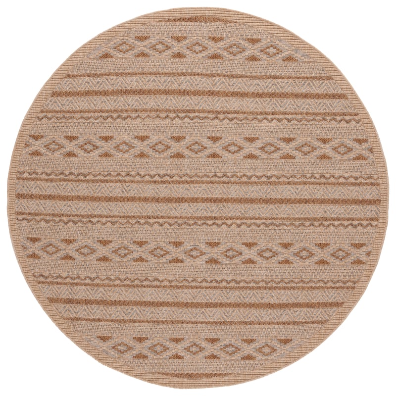 SAFAVIEH Wicker Juliane Casual Rug - 6'7" Round - Grey/Brown