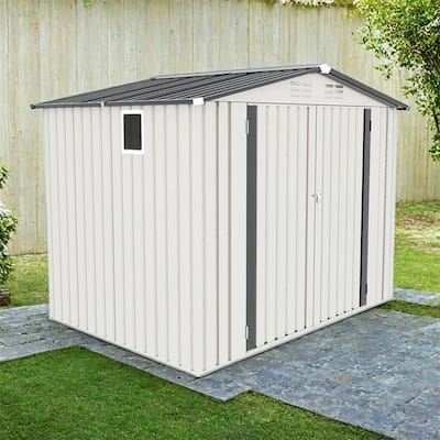 8X6 FT Metal Outdoor Storage Shed,Tool Shed w/Pitched Roof Waterproof