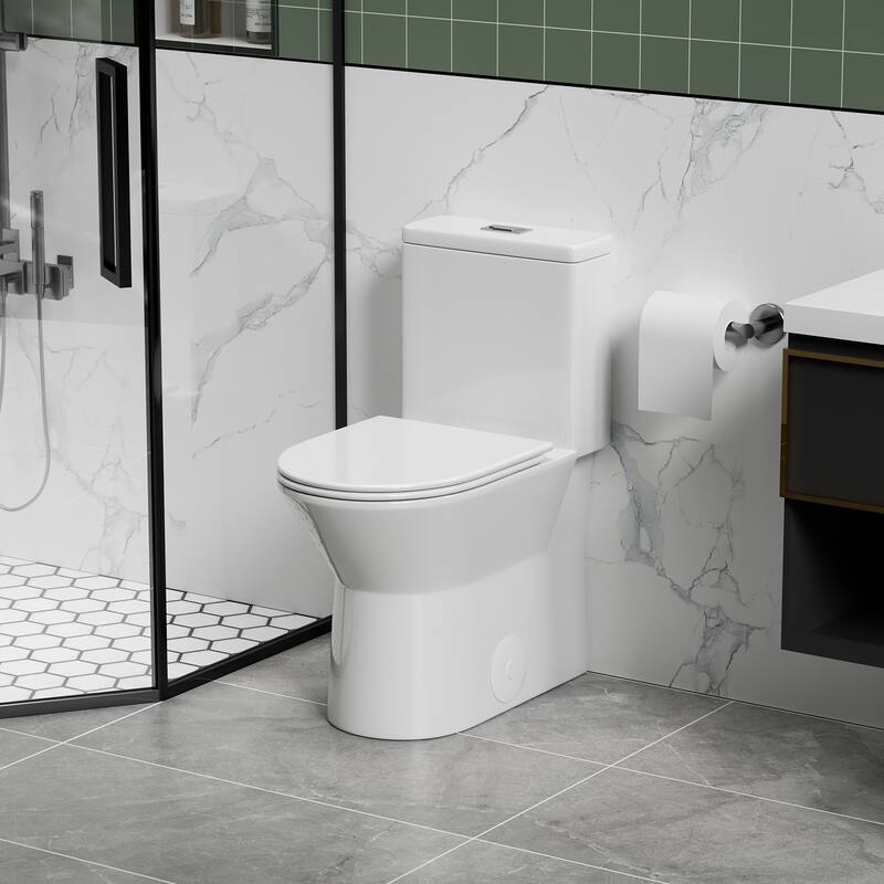 1.1/1.6 GPF Tornado Flush One-Piece Toilet with Comfort Chair Seat ADA Height 17",Siphonic S-trap 12",Rimless Bowl