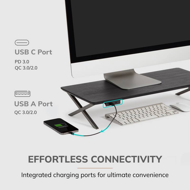 Jani Wood Monitor Stand Riser Desk - Ergonomic Design Stand, Desktop Organizer Table for Home, Office Workspace, Gaming Desk