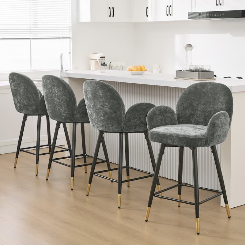 Upholstered Swivel Counter Stools with Arms Set of 2 - 38.6"H * 22.83"W * 22.83"D