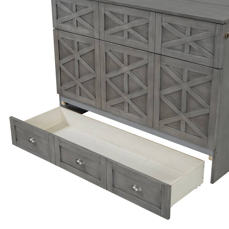 Modern Style Murphy Bed with Large Versatile Storage Drawers for Bedroom