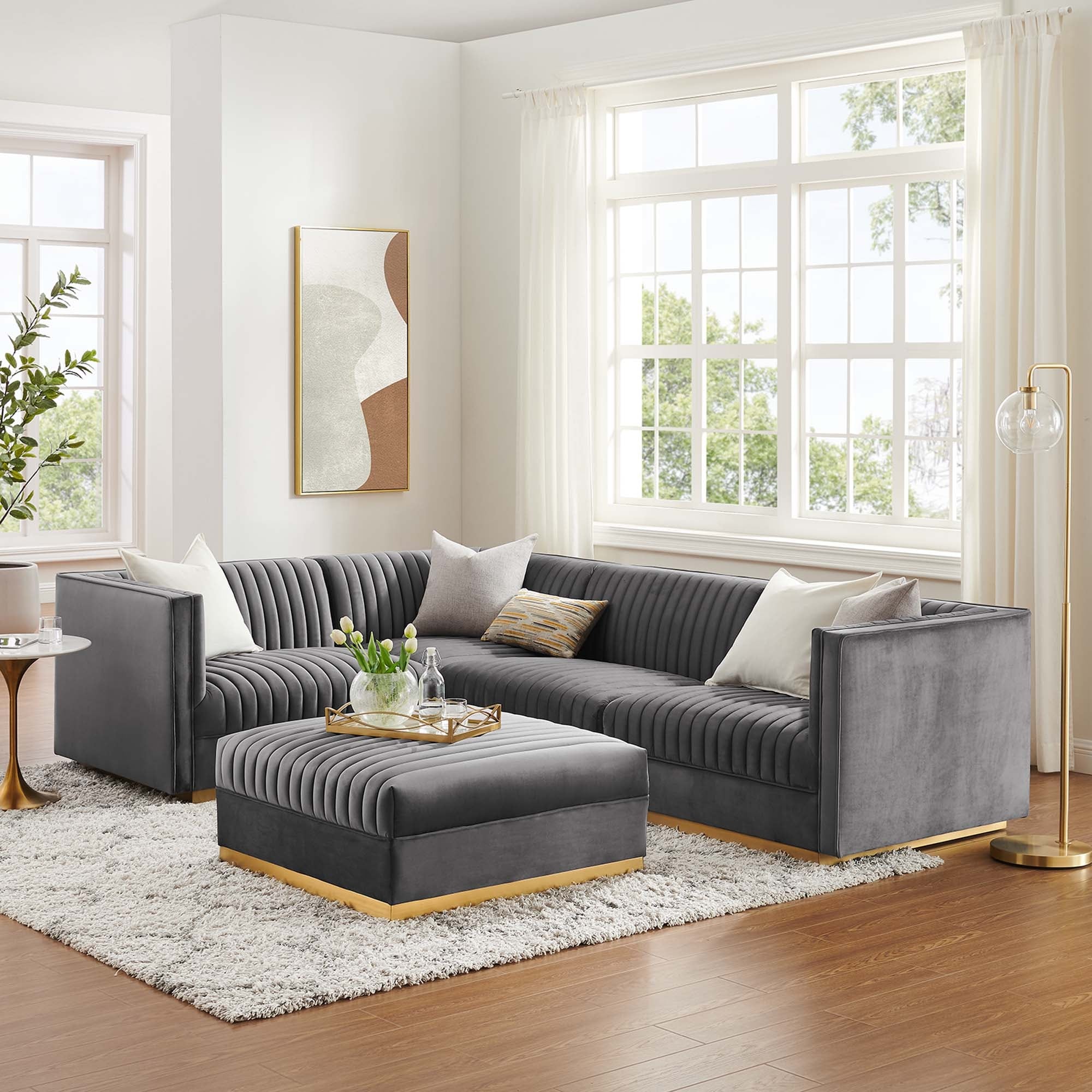 Abbyson 5 piece hot sale modular sectional