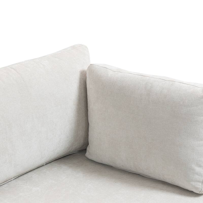 Chenille Modular Sofa, Upholstered Modern 3-Seater Couch with Ultra-Soft Cushions, Side Pocket