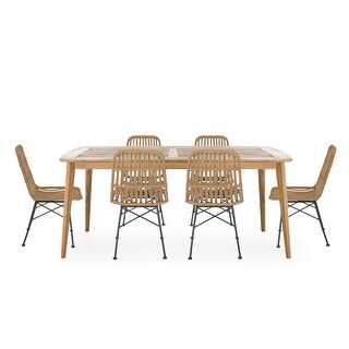 Sawtelle Outdoor 6-Seater Wicker Dining Set by Christopher Knight Home