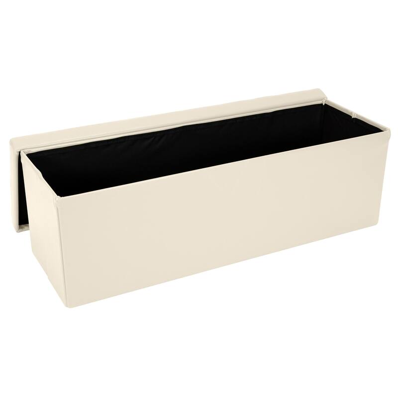 Simplify Faux Leather Triple Folding Storage Ottoman