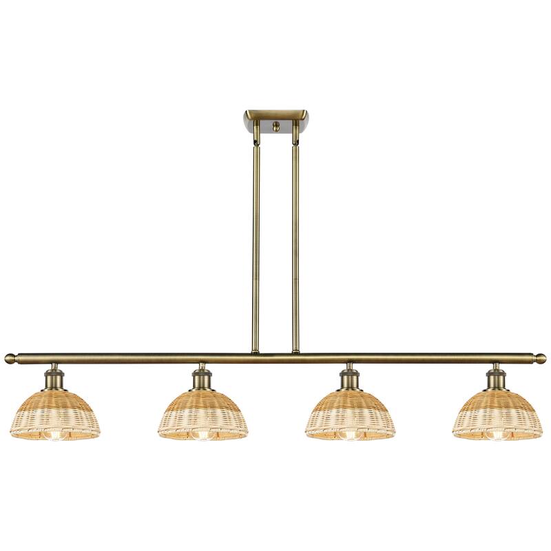 Innovations Lighting Endless Possibilities Ballston - Bristol Natural II - 4 Light 48" Stem Hung Island Light with 9" Shades - Antique Brass
