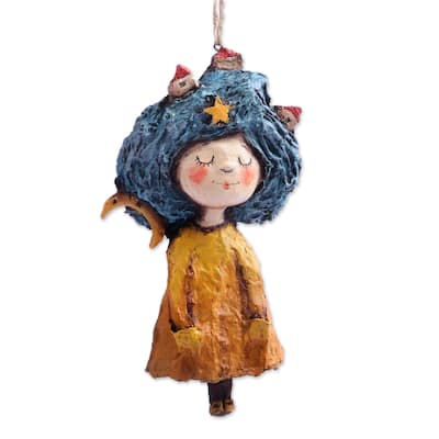 Novica Handmade Dreamy Nighttime Papier Mache Ornament