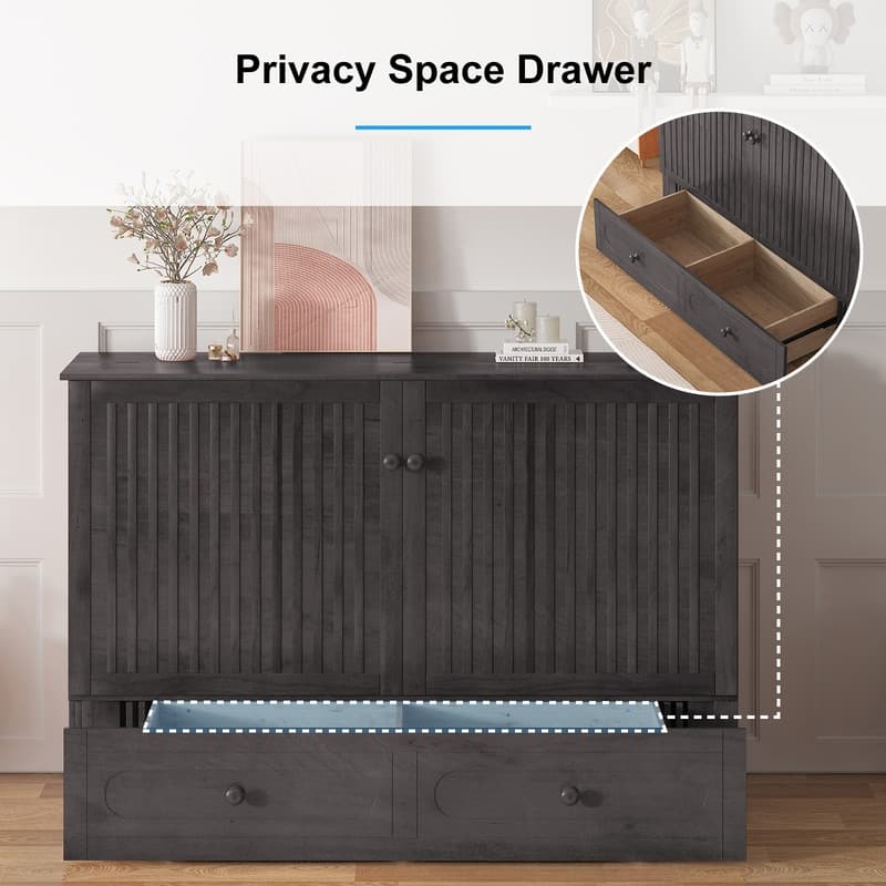 Mixoy Murphy Bed,Cube Foldable Cabinet Bed with Charging Station