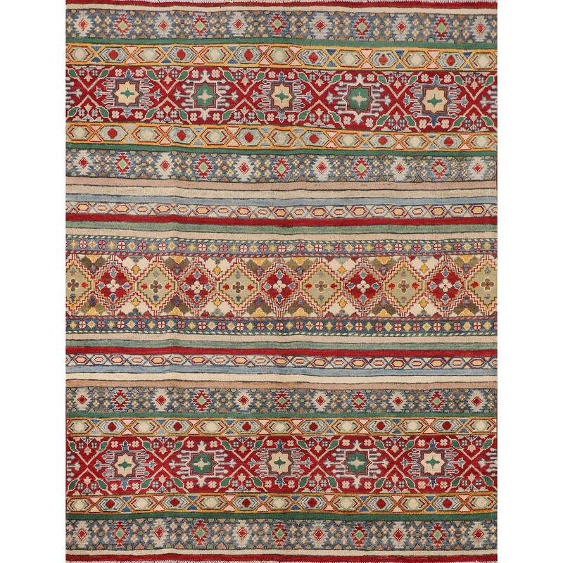 Kazak Oriental Area Rug Handmade Multi-Color Wool Carpet - 5'3" x 6'6"