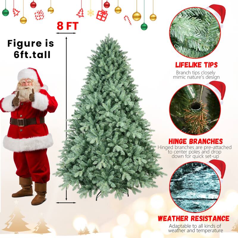5FT Blue-Green Tint Christmas Tree with 1194 PE+PVC Tips - Unique Full-Bodied Tree with Hinged Branches,Metal Stand