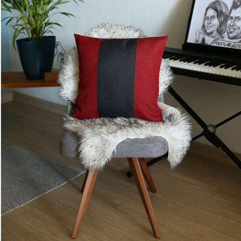 Black and Yellow Centered Strap Throw Pillow