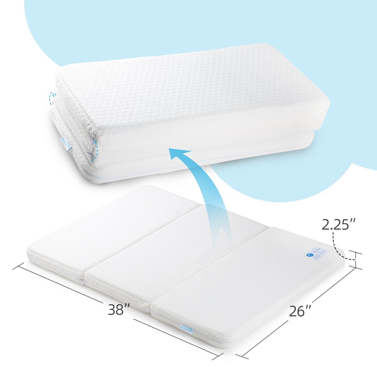 Bi Comfer Tri Fold Memory Form Pack n Play Mattress Pad Mini Crib