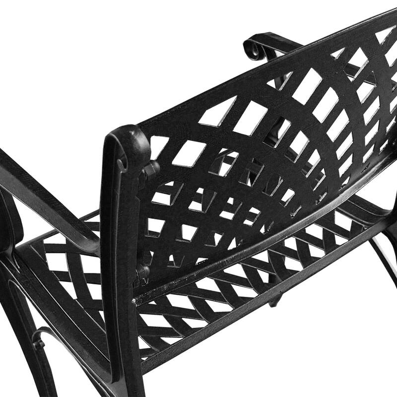 Outdoor Lattice 59 in. Round Dining Set with Lazy Susan and Six Chairs - N/A