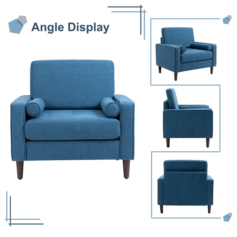 35.56" W Accent Chair Upholstered Armchair with Bolster Pillows