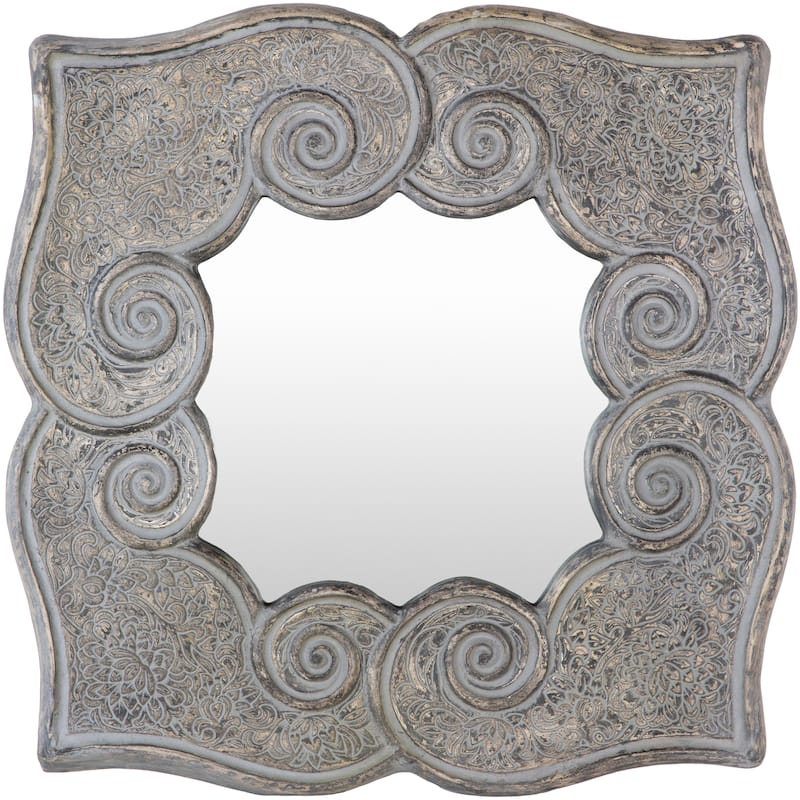Oleada Eclectic Grey Square Mirror - 35"H x 35"W - 35"H x 35"W - Grey