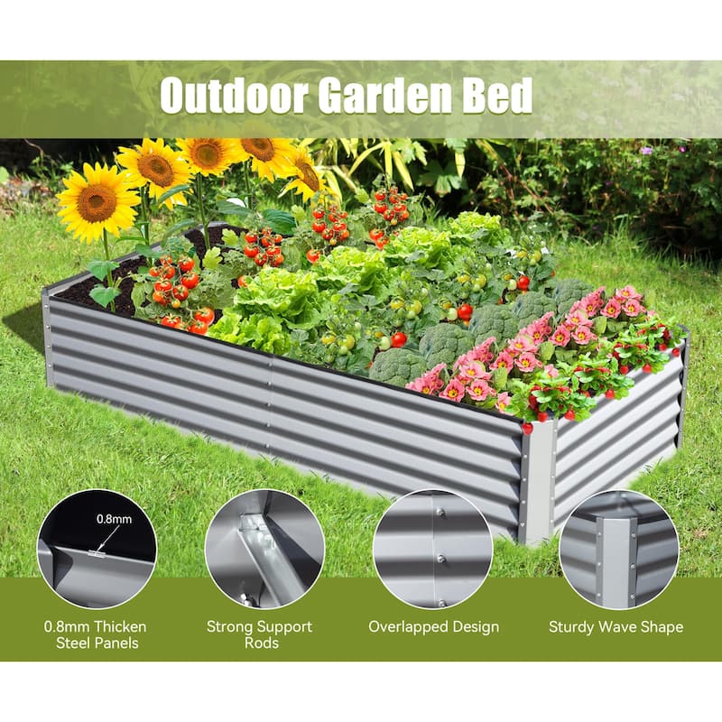 8x4x1.5 ft Galvanized Raised Garden Bed, Outdoor Planter Garden Boxes for Gardening Vegetables Fruits Flowers - 8 X 4 X 1.5 FT