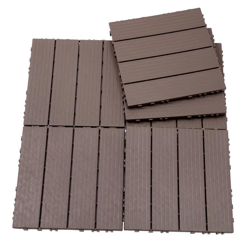 Plastic Interlocking Deck Tiles, 12.00"x12.00"(Pack of 44), Patio Flooring Outdoor Waterproof All Weather Use for Garden