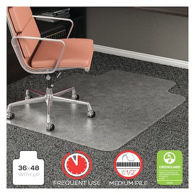 deflecto RollaMat Frequent Use Chair Mat, Med Pile Carpet, Flat, 36 x 48, Lipped, Clear
