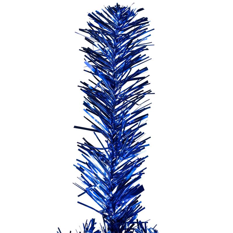Artificial Tinsel Christmas Tree - 7' - Blue - Unlit - 7 Foot