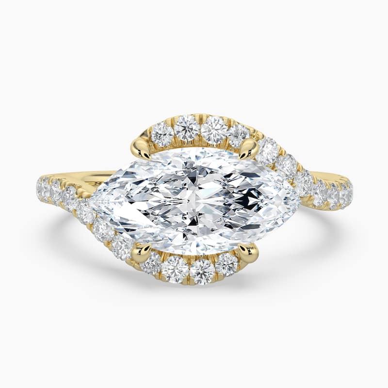 Auriya 14k Gold Lab Grown Marquise Diamond East-West Bypass Engagement Ring 1.00 to 5.00 ct. tw. (F-G, VS) - 9 - 1.25 carats - Yellow