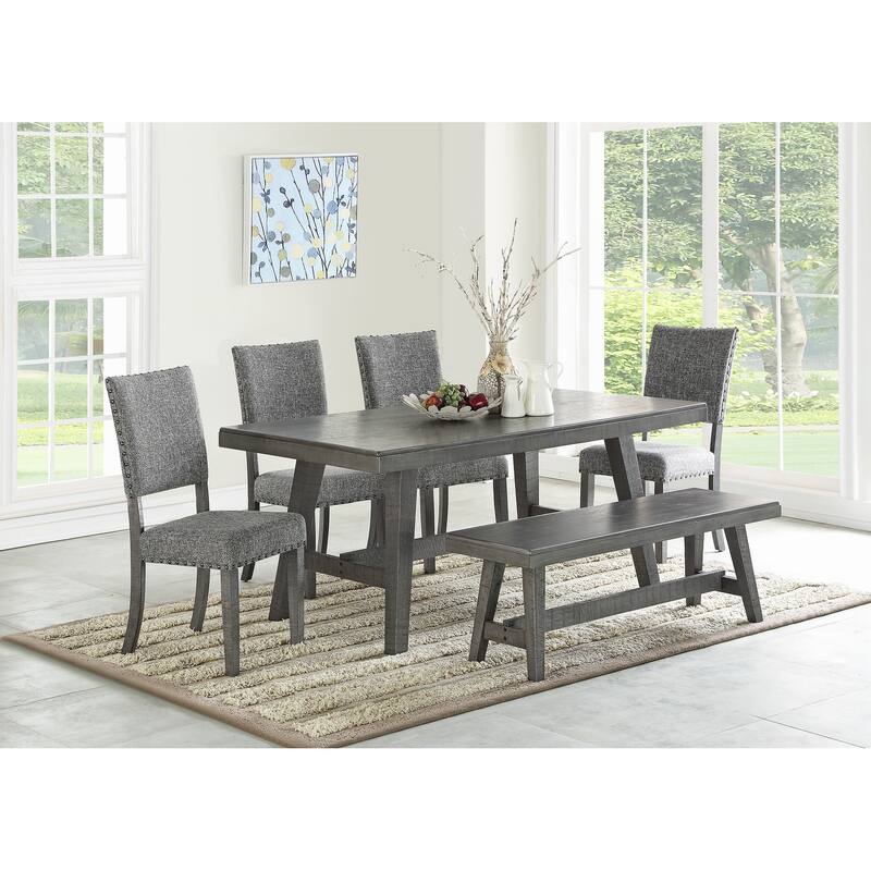 Sturdy Wood Dining Bench, Grey