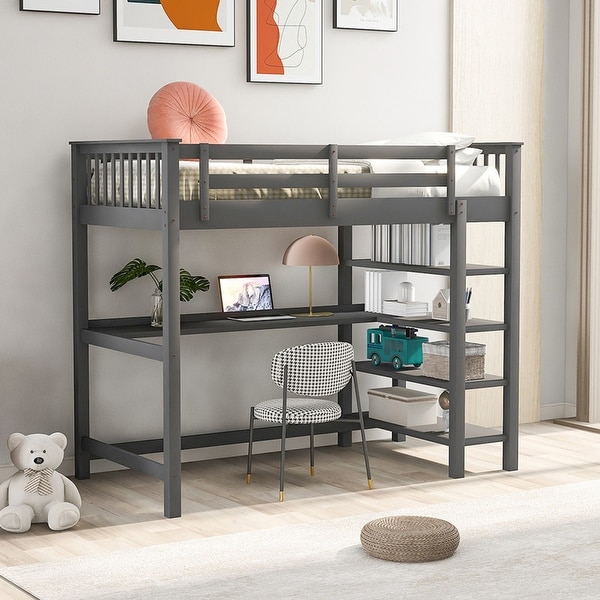 Twin bed 2025 with desk underneath