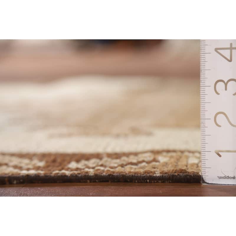 Anatolian Turkish Runner Rug Handmade Beige Wool Carpet - 3'4"x 12'7"