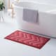 Clara Clark Non Slip Shaggy Bath Rug Set - Chevron Design Ultra Soft Bathroom Mat - Medium - 20 x 32 - Red