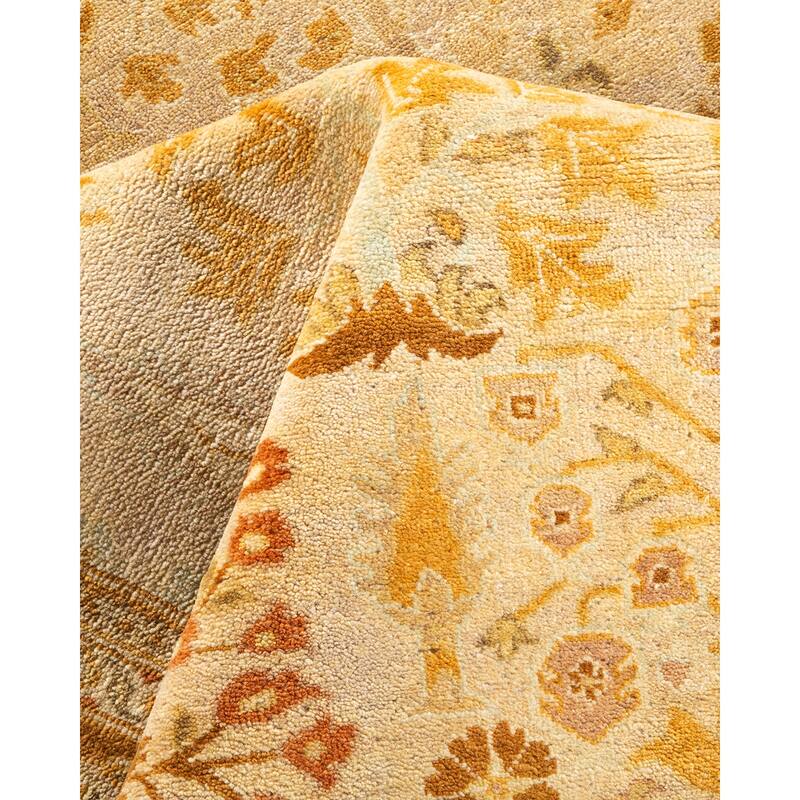 Overton Handknotted Wool Contemporary Oriental Ivory Area Rug - 6' x 9'
