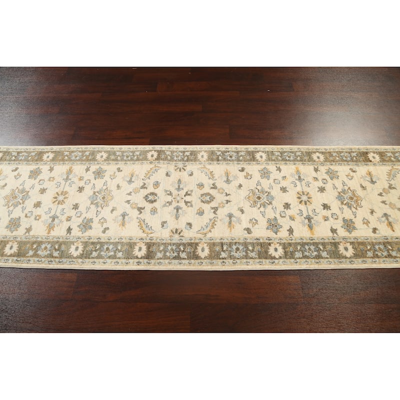 Floral Vegetable Dye Peshawar Chobi Oriental Runner Rug Hand-knotted - 2'7" x 10'0"
