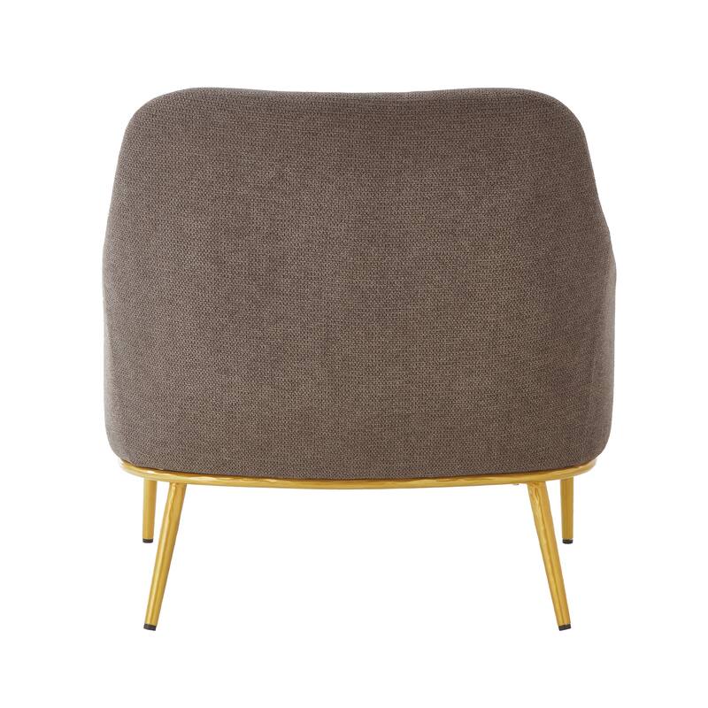 Modern Accent Chair Upholstered Armchair Single Sofa Chair with Curved Backrest and Gold Metal Legs for Living Room
