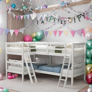 Modern 4 in 1 Twin over Twin L-Shaped Bunk Bed With Ladder For Bedroom,Dorm,Kids