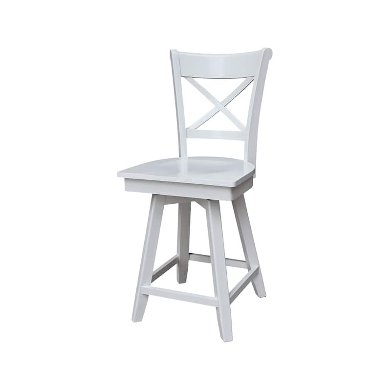 Charlotte Counter Height Stool with 24 in. H Swivel Seat - White