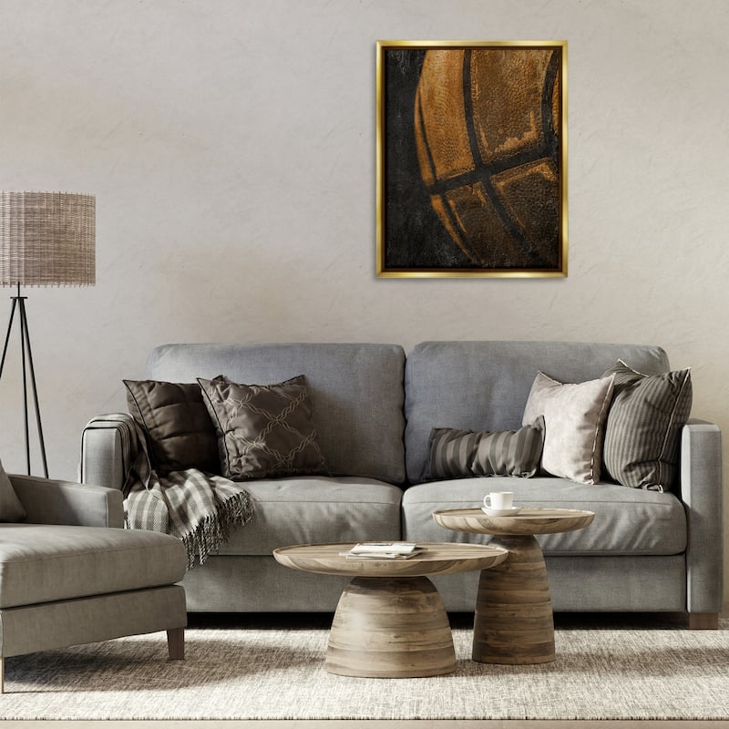 Stupell Vintage Basketball Close Up Framed Floater Canvas Wall Art Design By Kim Allen