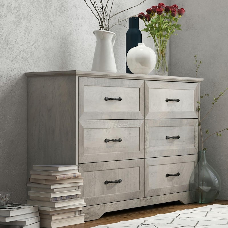 Natural Large Capacity 6 Drawers Dresser, Cabinet for Bedroom