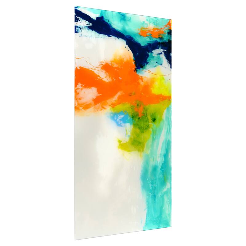 "Tidal Abstract 1" Frameless Free Floating Tempered Glass Panel Graphic Wall Art